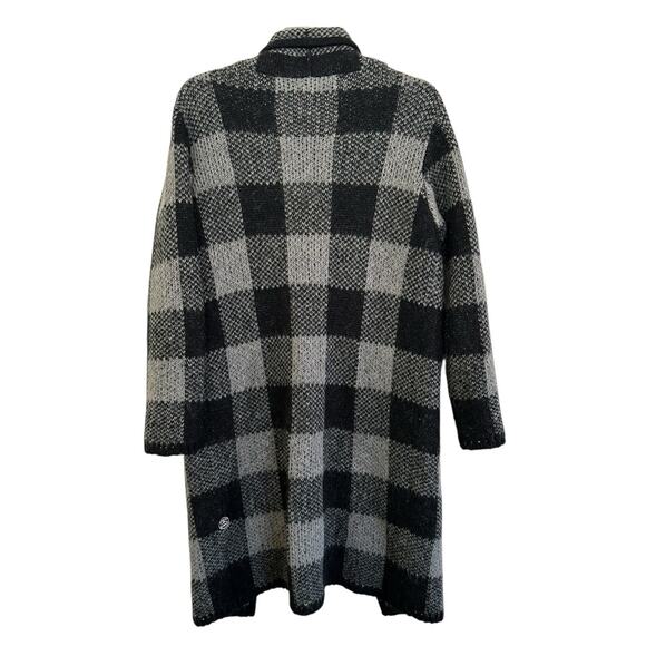 Stussy Wool Blend Cardigan Women's Small Open Wrap Collared Gray Black Ombre - Picture 3 of 9